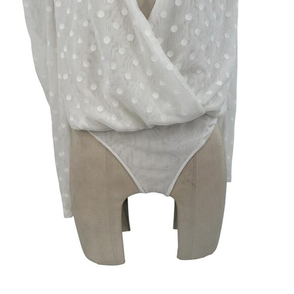 IORANE Tulle Bodysuit Swiss Dot Print White Size 42 / US Large - Picture 4 of 11